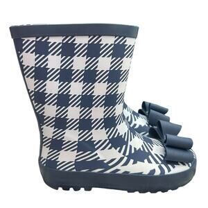 WHIM & WANDER by SWEETHONEY Navy Check Bow Rain Boots 1
